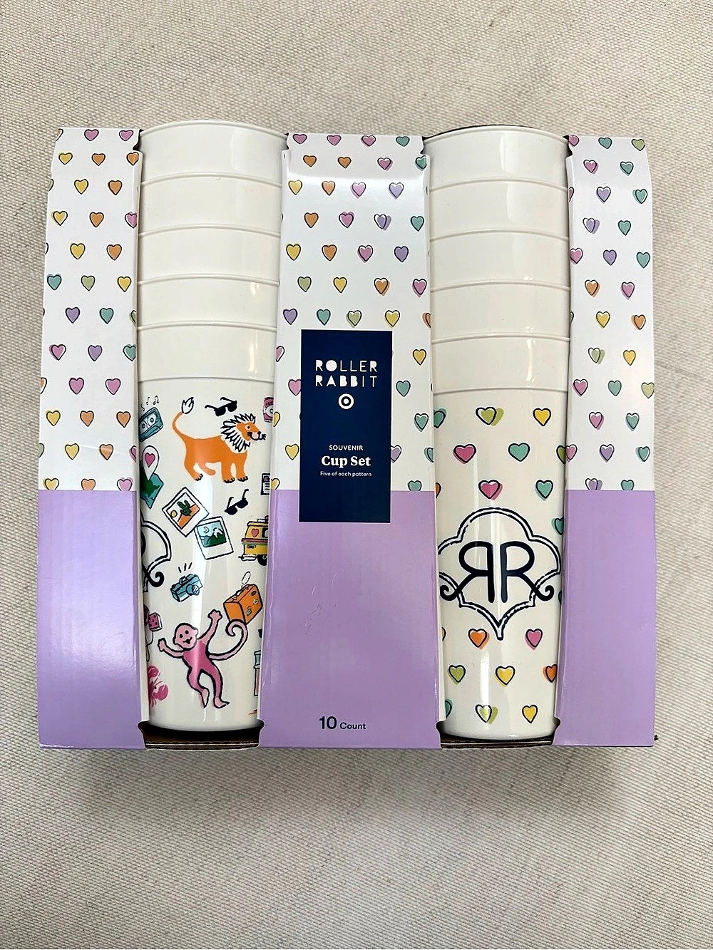 Roller Rabbit Cup Set 10 oz Heart Print NWT
